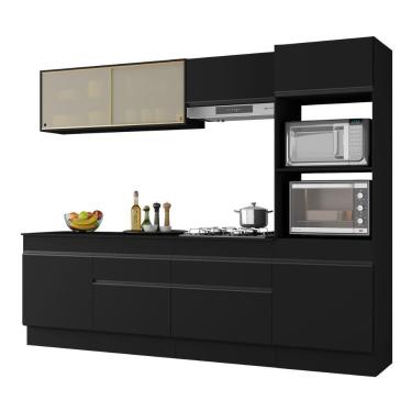 Imagem de Armário De Cozinha Completa 5 Peças Com Rodapé Mp2181 Made Multimóveis Preto Preto