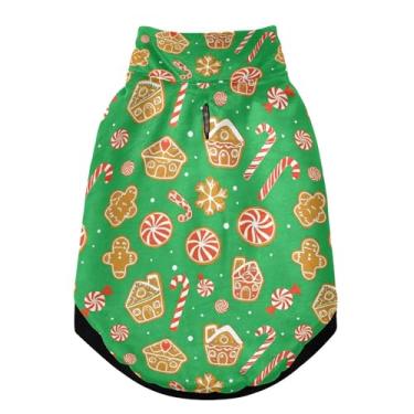 Imagem de SEHANY Casaco de Natal de gengibre para cães pequenos, superquente à prova de vento, jaqueta de inverno macia e aconchegante para animais de estimação para clima frio na neve com coleira para animais