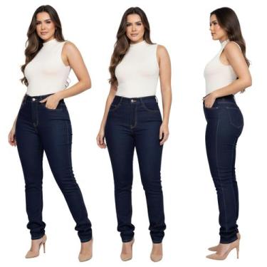 Imagem de Kit 3 Calças Jeans Feminina Skinny Azul Cintura Alta - Mundo Novo Jean