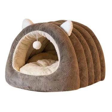 Imagem de WeiLaiKeQi Cama/tenda/esconderijo para gatos/gatinhos em formato de caverna confortável e fechada, Gray S
