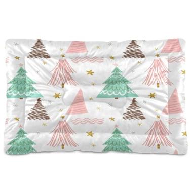 Imagem de SEHANY Cama de árvore de Natal em aquarela para cães e gatos com fundo antiderrapante, caixa de canil, colchão macio para animais de estimação, lavável para cães pequenos, médios e grandes, gatos, 91