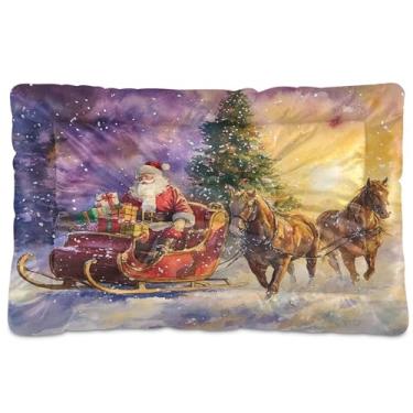 Imagem de SEHANY Cama de Natal para cães de Papai Noel, cama de gato com fundo antiderrapante, cama de canil, colchão macio para animais de estimação, lavável para cães pequenos, médios e grandes, gatos, 91 x