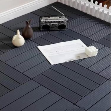 Imagem de Azulejos de piso de convés interligados de plástico 30,5 cm x 30,5 cm, piso de pátio externo à prova d'água para uso em todos os climas, pavimentos de caminho para varanda piscina varanda quintal