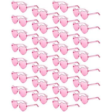 Imagem de Copkim 30 pares de óculos de sol em forma de coração a granel para mulheres coloridas despedida de solteira (rosa)