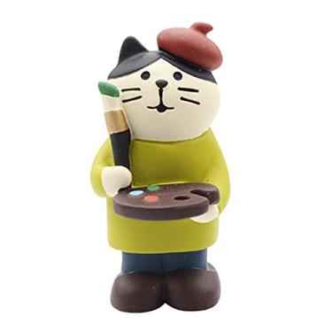 Imagem de Naroote Requintado Estátua de Mesa de Gato, Escultura de Animal Fofo, Ornamento de Resina, Ideal para Decoração de Estante de Sala de Estar (#11)