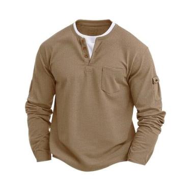 Imagem de Camisa Masculina Slim Fit De Manga Longa Em Cor Sólida Com Gola Alta E