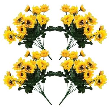 Imagem de Kit 5 Buquês de Girassol Artificial com 23 Flores – Arranjo Decorativo para Casamento, Festas e Decoração de Ambientes(4 UNIDADES)