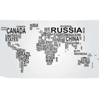 Imagem de Adesivo De Parede Mapa Mundi 190x116cm Com Letras Preto