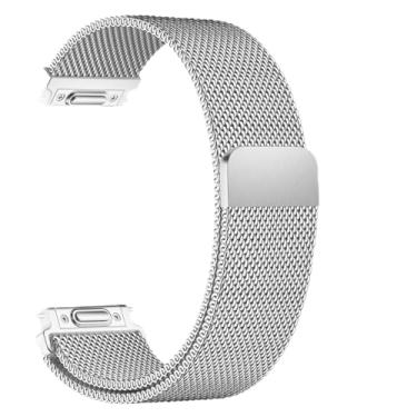 Imagem de TJCENXIN Pulseira de relógio magnética de aço inoxidável de 20 mm, 22 mm, para mulheres e homens, pulseira de substituição de metal de liberação rápida com botão de pressão em malha milanesa, Prata