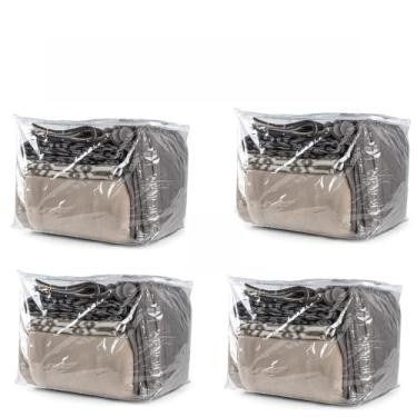 Imagem de Kit Com 4 Organizadores Saco Embalagem P-M-G Com Zíper PVC Transparente(Kit com 4 - G - 50X38X38)