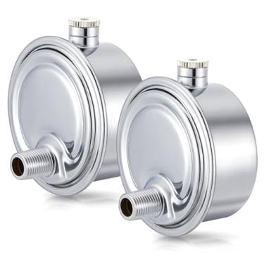 Imagem de Gisafai Pacote com 2 Válvula de ar do radiador a vapor #5 1/20.3 cm Válvula reguladora de calor de montagem em ângulo de ventilação de ar a vapor Saída de cobre cromado para peças de radiador de