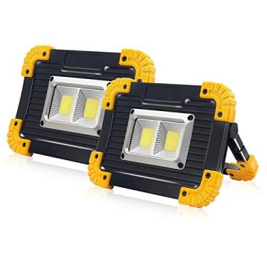 Imagem de Luz de trabalho LED recarregável, SONEE 1500LM luzes de trabalho portáteis à prova d'água super brilhantes com suporte integrado Power Bank Indoor Outdoor Job Site Lights (L812Y-2PACK)