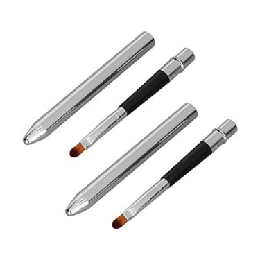 Imagem de Luqeeg Escova Labial Compacta, Fácil Limpeza, Design de Vedação Estendida, Escova de Batom para Salão de Beleza Profissional, 2 Peças de Alumínio