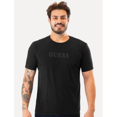 Imagem de Camiseta Guess Masculina Grey Silk Logo Preta-Masculino