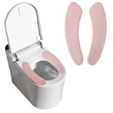 Imagem de Bagentry Aquecedor de almofada de assento de vaso sanitário alongado de flanela, capas de assento de vaso sanitário acolchoadas macias com tampa lavável almofada acolchoada com adesivo reutilizável de