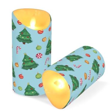 Imagem de ATTX Pacote com 2 velas de árvore de Natal sem chama – 7,6 cm x 9,9 cm de LED com controle remoto e temporizador para casa, casamento, decoração de acampamento #35