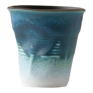 Imagem de Fenteer Caneca de cerâmica para café, chá com leite, latte, presente moderno, caneca para uso doméstico, 90ml (3,04oz), ideal para restaurante, Ano, Dia, Branco Azul