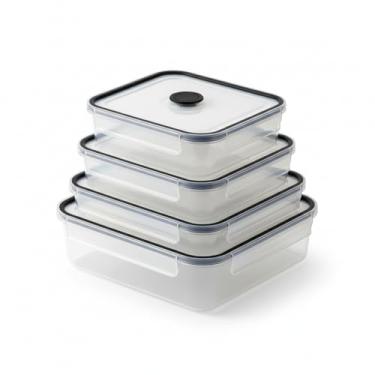 Imagem de Conjunto de Potes Herméticos com 4 Peças, Vedação em 4 Pontos, Empilháveis, Tamanhos 300ml, 500ml, 800ml e 1200ml, Livre de BPA, para Cozinha