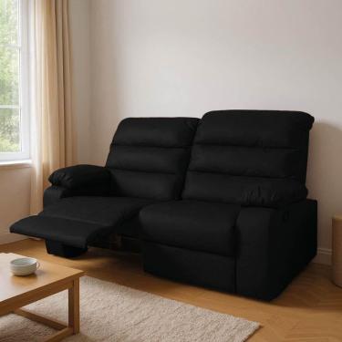 Imagem de Sofá 2 Lugares Reclinável Retrátil 170cm Naaman Sintético Pu K01 - D`rossi Preto