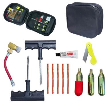Imagem de Kit Reparo Pneu Estojo 15 Peças Completo Remendo Macarrão Carro Bicicleta Moto Importway Iwmca022