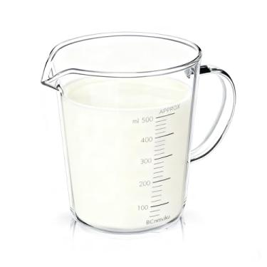 Imagem de BCnmviku Copos medidores de vidro com alto borossilicato [alça isolada | bico em forma de V] para preparar assar e cozinhar forno pré-aquecido, lava-louças, freezer e micro-ondas (500 ml)