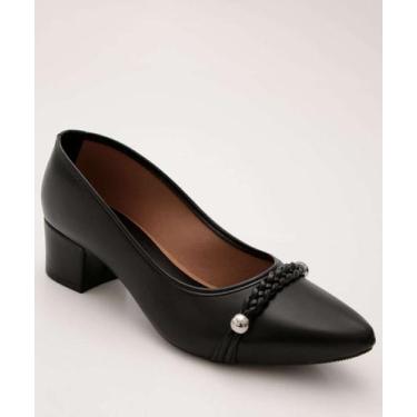 Imagem de Scarpin Feminino Salto Grosso Bico Fino-45048 - ADDAN, 35, Preto