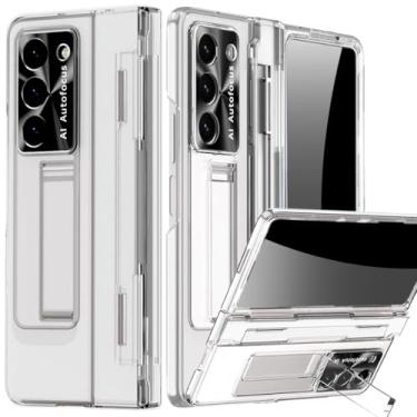 Imagem de YQODSZ Capa única para Samsung Galaxy Z Fold 7 com cobertura total, protetor de tela de vidro embutido, capa dobrável com suporte à prova de choque, capa protetora de policarbonato rígido para Z Fold