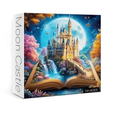 Imagem de Magic Books Castle Puzzles for Adults 1000 Pieces Nature, Fantasy Pretty Landscape Moon Art Jigsaw Puzzles, Beautiful Garden Colorful Flower Puzzle