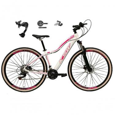 Imagem de Bicicleta Aro 29 Ksw Mwza Feminina Câmbio Shimano Alívio-altus 27v Freio Hidráulico Garfo C-trava branco-rosa Tam: 17