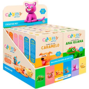 Imagem de Massa para Modelar Criativa, Doce Brinquedo, Clayeez Creative Pets, 38 Gramas, Sortido, Display com 12