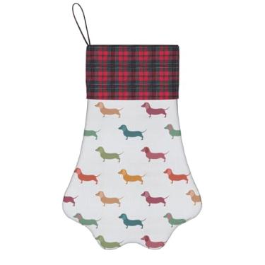 Imagem de SKKNT Linda estampa de cães Dachshound Meias de Natal Animais de Estimação Decoração de Natal Cães Gatos Árvore Decoração Doce Presente Conveniente