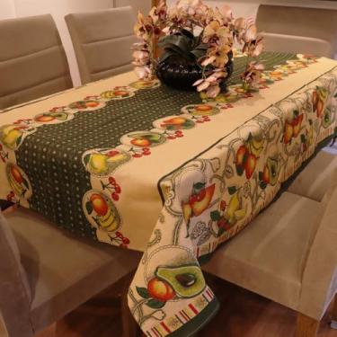 Imagem de Toalha de Mesa de Linhão Elegante e Durável - 4 6 ou 8 Lugares Tecido Sofisticado e Resistente (Frutas 1,8 Lugares)