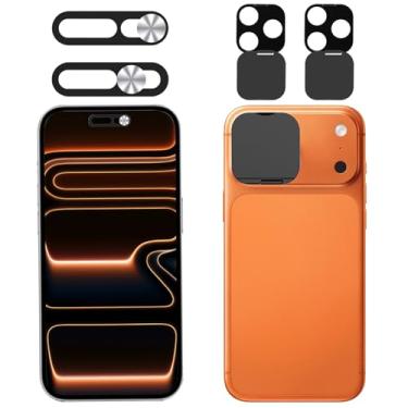 Imagem de EYSOFT Capa de privacidade compatível com iPhone 17 Pro/iPhone 17 Pro Max com capa de câmera frontal, protege sua privacidade e segurança, mas não afeta o reconhecimento facial (pacote com 2) - prata