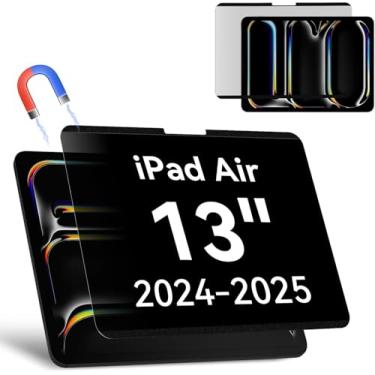 Imagem de Protetor de tela de privacidade compatível com iPad Air 13 2024, filtro espião de luz azul antirreflexo privado, alta sensibilidade, sem bolhas, fácil instalação, protetor de tela de segurança preto