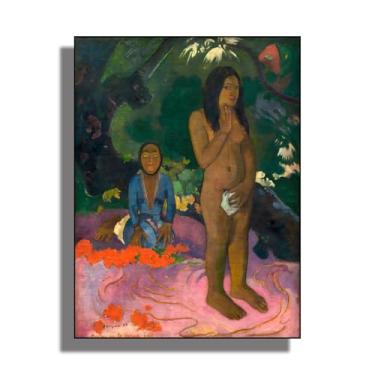 Imagem de OKRA Arte de parede em tela Gauguin - Impressão Parau Na Te Varua Ino - Retratos impressionistas - Adequado para estúdios de arte, banheiros e academias. Sem moldura. 12 x 16 pol/30 x 40 cm
