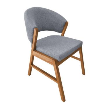 Imagem de Kit 6 Cadeiras De Jantar Madeira Maciça Débora Linho Premium Cerejeira;Cinza Linho