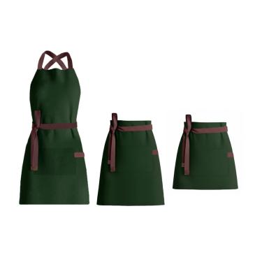 Imagem de Avental Verde Escuro Marrom Cintura Cafeteria Unissex 3un