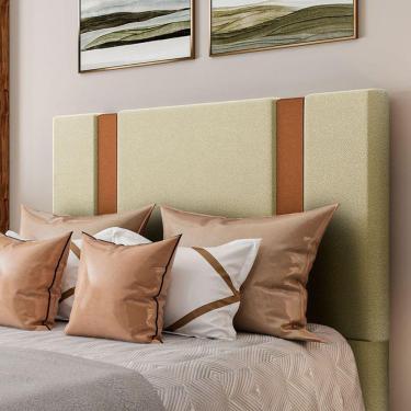 Imagem de Cabeceira Estofada Queen 160 Cm Ametista Corino Bege