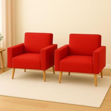 Imagem de Kit 2 capas poltrona tradicional sala- ajustavel premium Cor:Vermelho 