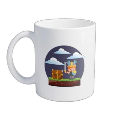 Imagem de Caneca Xícara de Café Porcelana 300ml Com Desenho Arcade Jogo Pixels