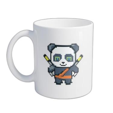Imagem de Caneca Xícara de Café Porcelana 300ml Tema Pixel Panda Ninja
