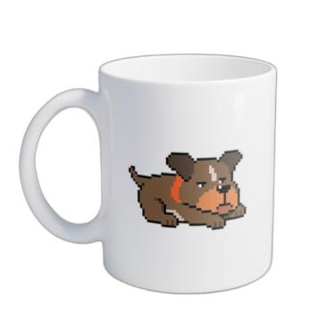 Imagem de Caneca Xícara de Café Porcelana 300ml Com Desenho Pixel Art Pit Bull Terrier