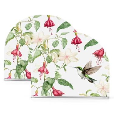 Imagem de Wassud Suporte de guardanapo de acrílico de mola em aquarela, dispensador de guardanapo de papel moderno em forma de U para mesa, cozinha, sala de jantar, bancada 2 peças (comporta 50-60 guardanapos)