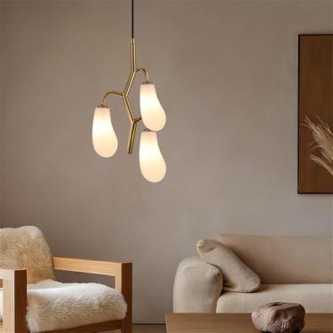 Imagem de OUFULA Lustre Moderno LED Moda Arte Sala de Estar Restaurante Quarto Villa Hotel Balcão Escadas Café Bar Lâmpada Pendente (A Branco 3 luzes)