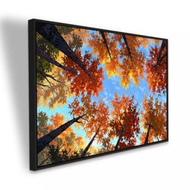 Imagem de Quadros em tecido Canvas Desenho de uma Floresta no Outono 120x80 cm com Moldura Preta