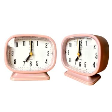 Imagem de Relógio Despertador Moderno Minimalista à Pilha - Colorido para Mesa Cabeceira, Decoração de Ambiente, Presente Prático e Elegante para Casa, Quarto ou Escritório (Rosa)