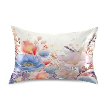 Imagem de Wassud Fronha de cetim floral branca clara para cabelo e pele fronhas de seda lisa Queen Size Capas de travesseiro respiráveis com fecho de envelope