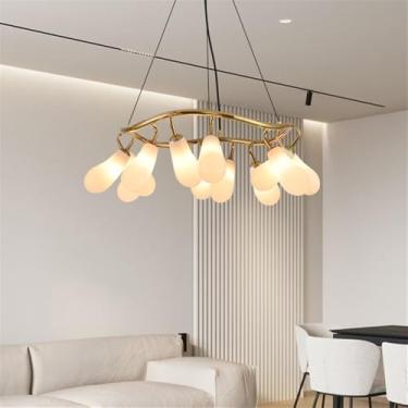 Imagem de OUFULA Lustre Moderno LED Moda Arte Sala de Estar Restaurante Quarto Villa Hotel Balcão Escadas Café Bar Lâmpada Pendente (A Branco B 12 luzes)