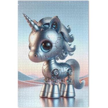 Imagem de Quebra-cabeça robô unicórnio 500 peças para adultos arte colorida animal grande quebra-cabeças elefantes brancos presentes