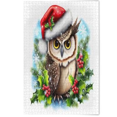 Imagem de Quebra-cabeça 1000 peças adultos coruja natal colorido jogo de quebra-cabeça engraçado presentes legais Prime Puzzles decoração de pintura animal, 1000 peças, 75 x 50 cm